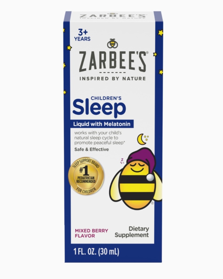 Zarbees - Suplemento de sueño para niños con 1 mg de melatonina, libre de drogas y eficaz, sabor natural fácil de tomar | Botella de 1 onza líquida.