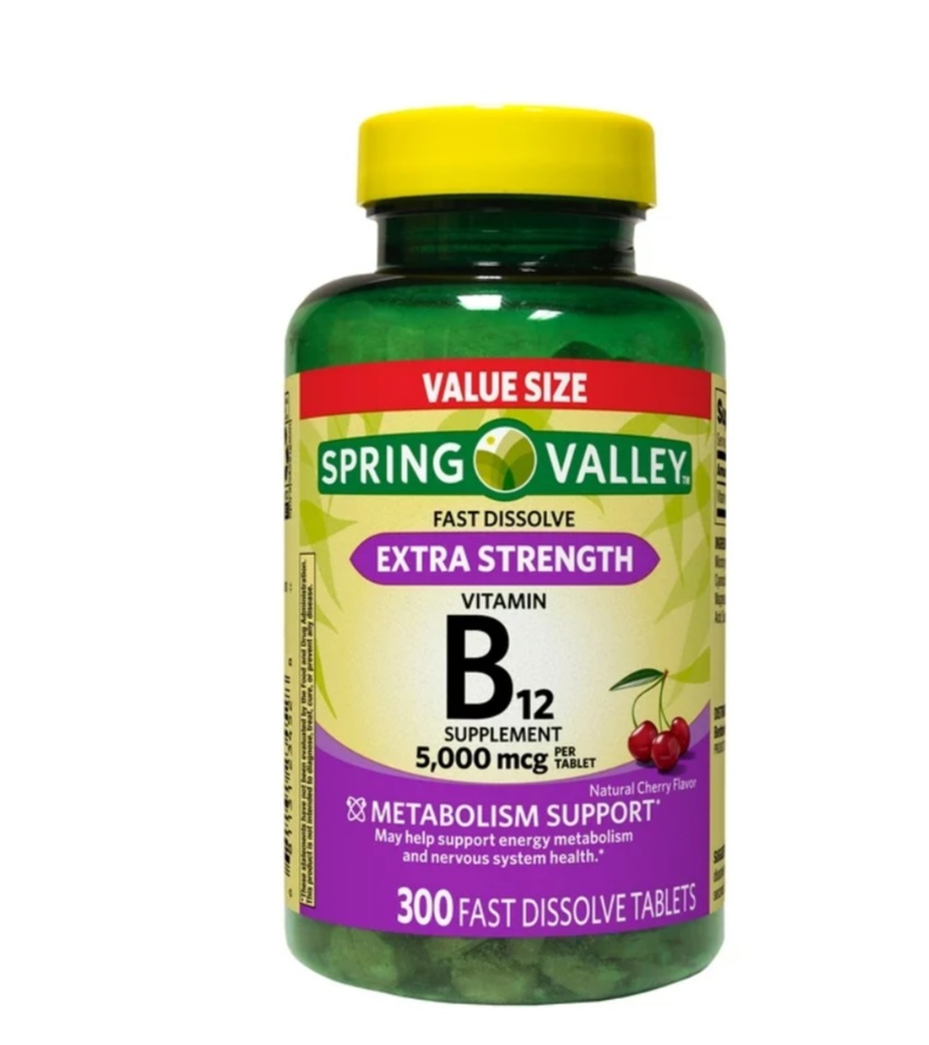 Spring Valley  Vitamina B12 5000mcg | 300 tabletas sublinguales 