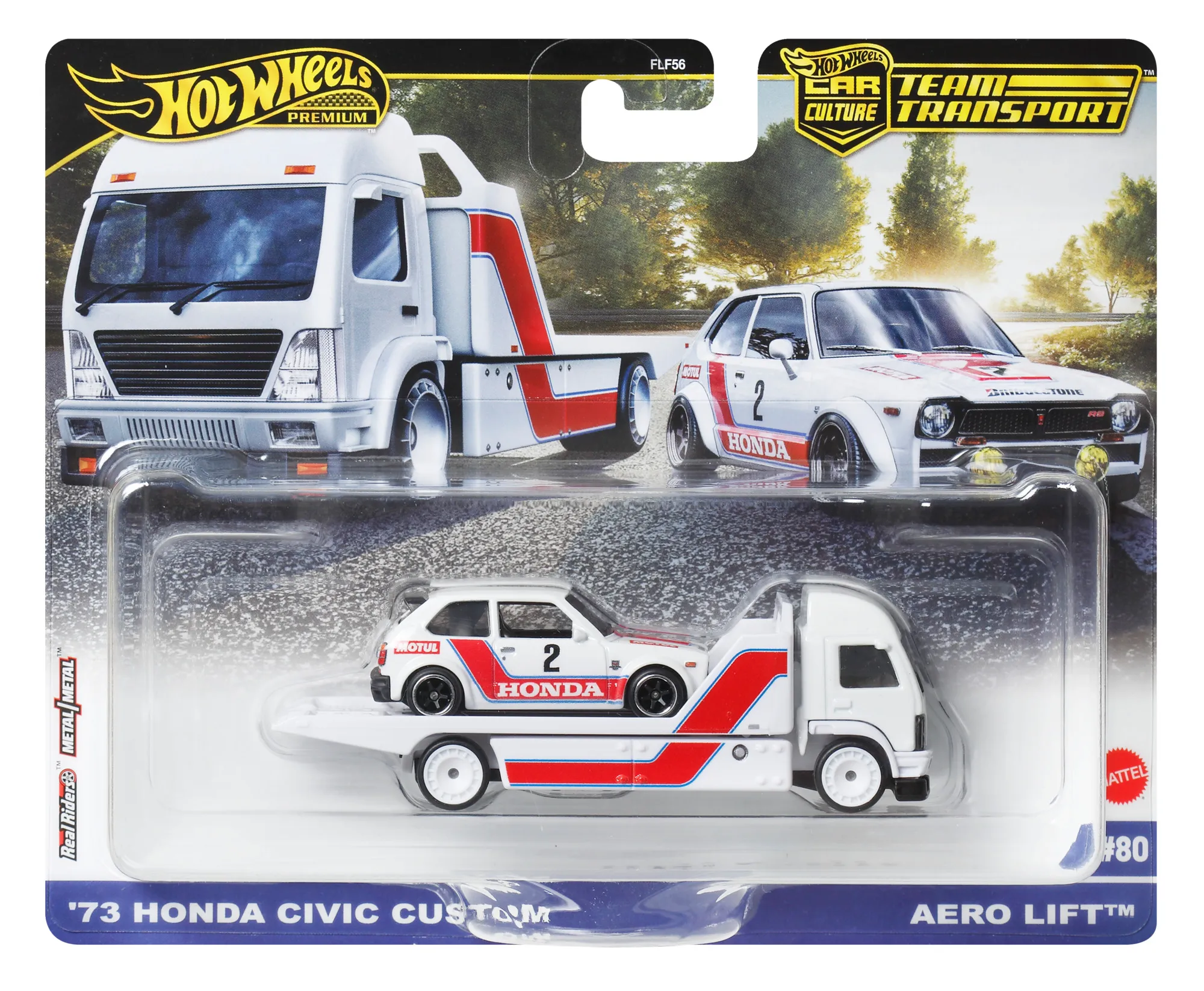 JGTE CAMION C/AUTO TEAM TRANSPORT HOTWHEELS PREMIUM 1:64 MATTEL FLF56