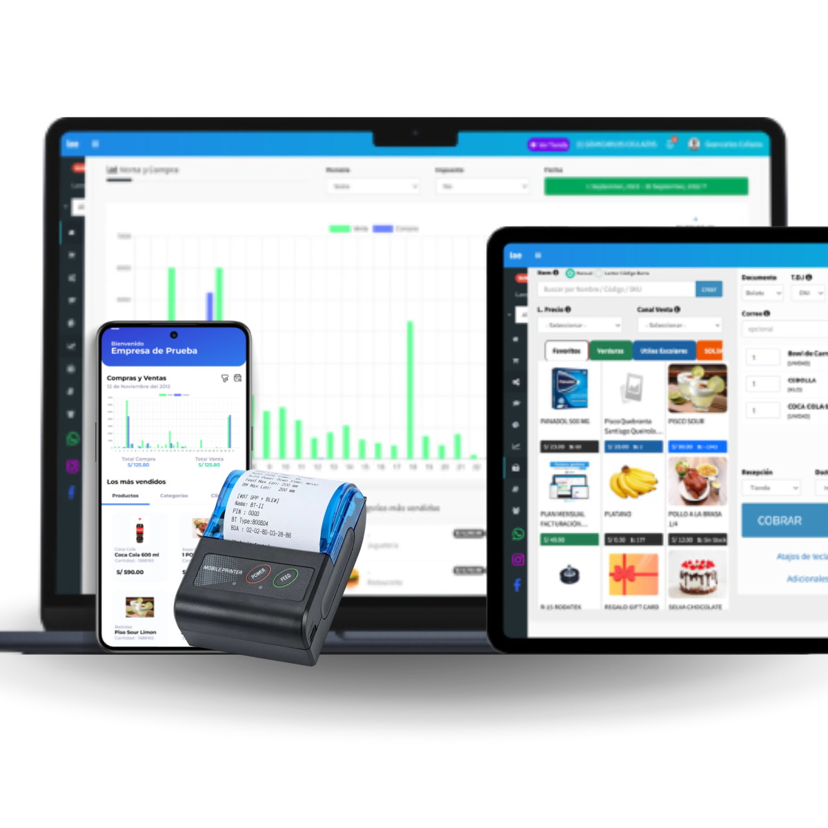 Punto de Venta + Impresora 58 mm Bluetooth portátil