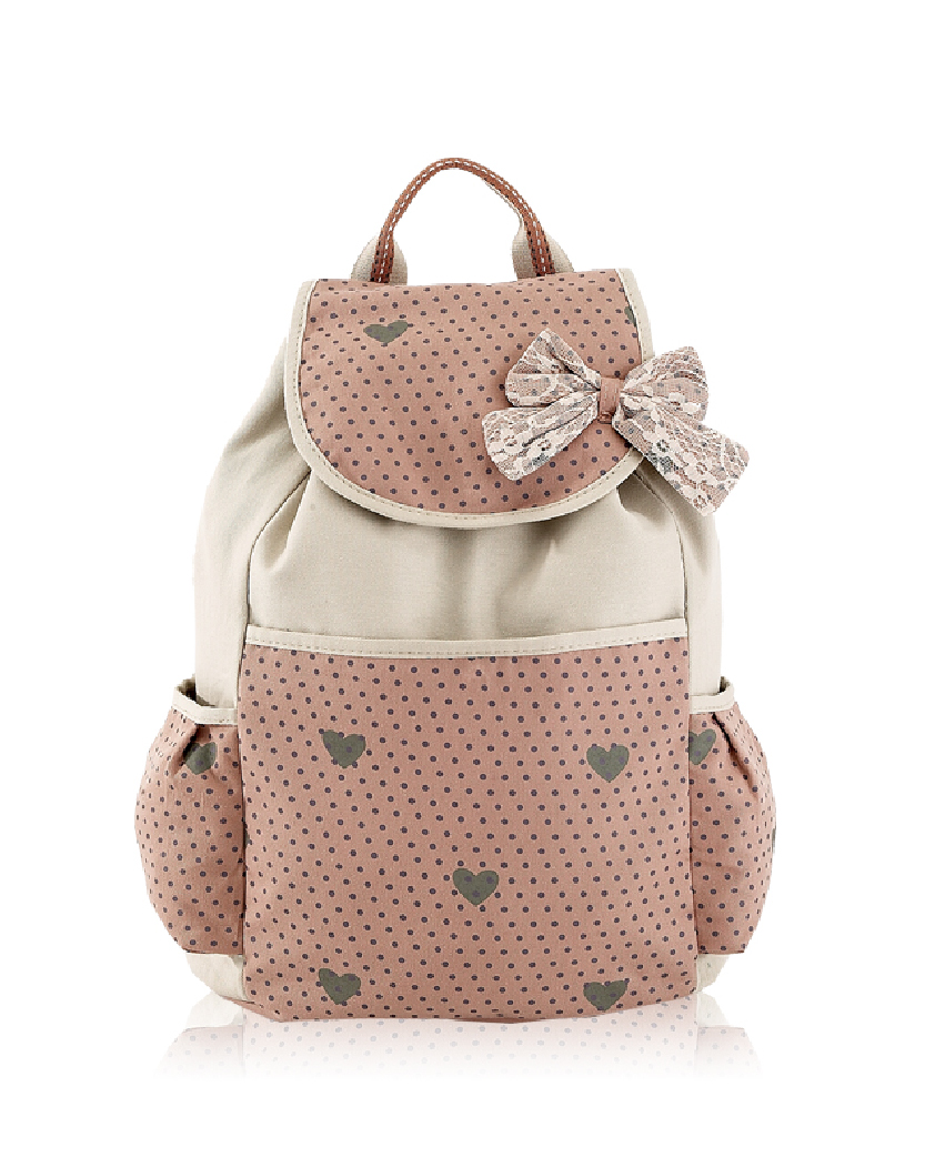 MOCHILA SUSURRO DEL CORAZÓN CON TAPA, COLOR ROSA X UNIDAD