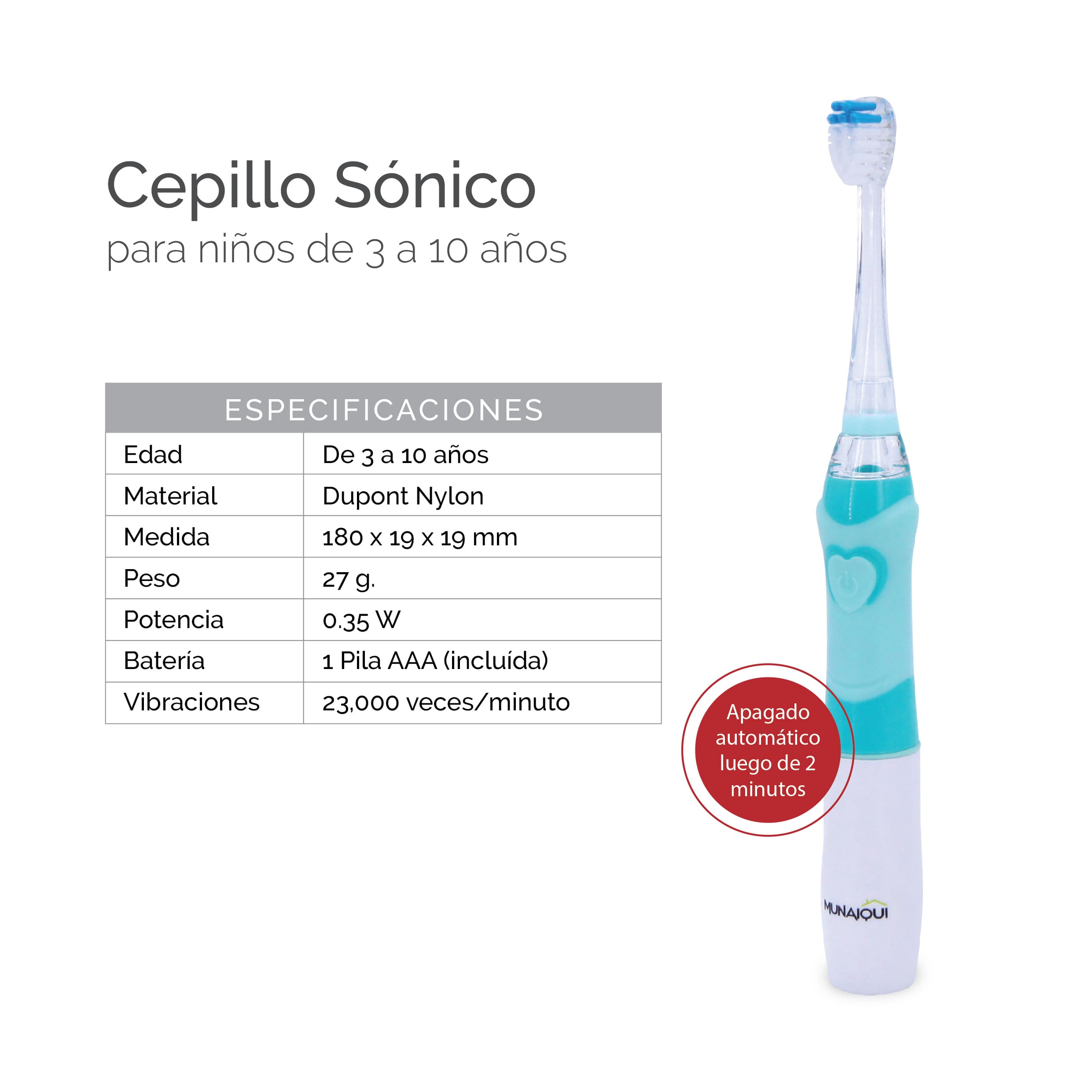 CEPILLO INFANTÍL CON VIBRACIONES SÓNICAS