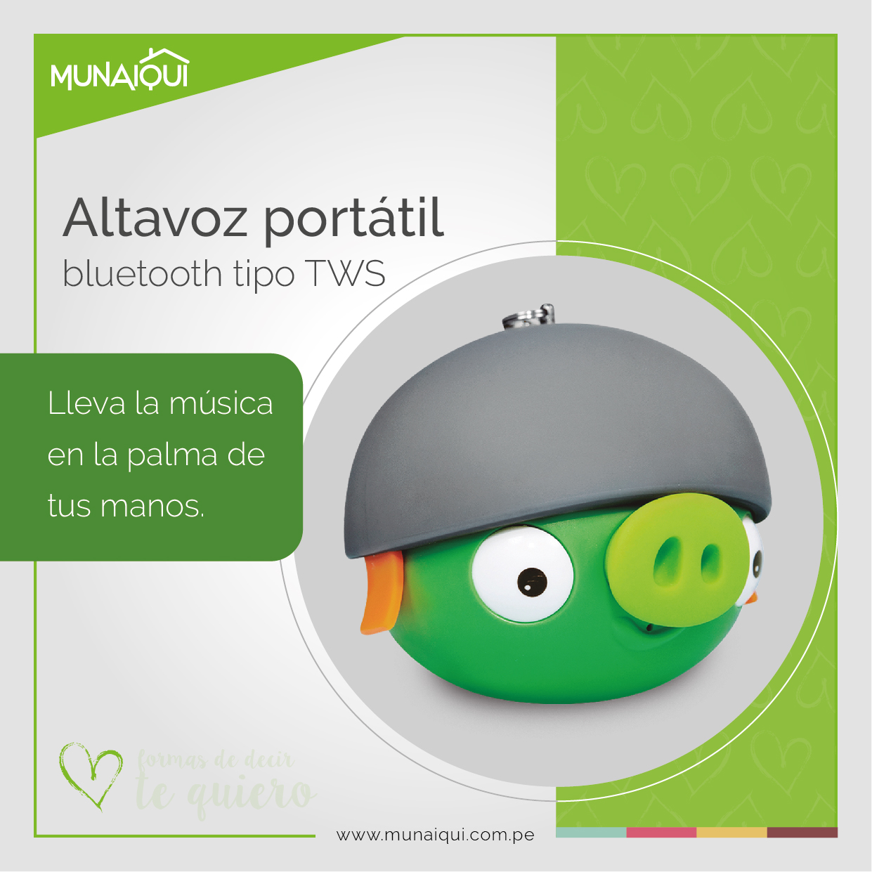 ALTAVOZ BLUETOOTH PORTATIL PIGGY VERDE
