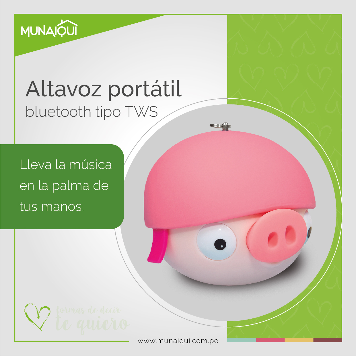 ALTAVOZ BLUETOOTH PORTATIL PIGGY ROSA