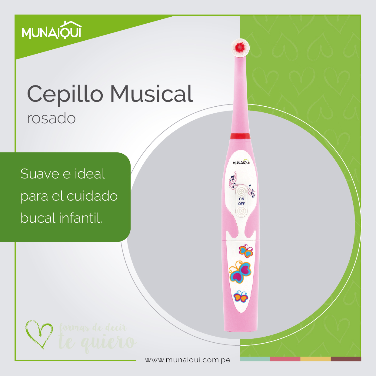CEPILLO MUSICAL GIRATORIO PARA NIÑOS, COLOR ROSADO