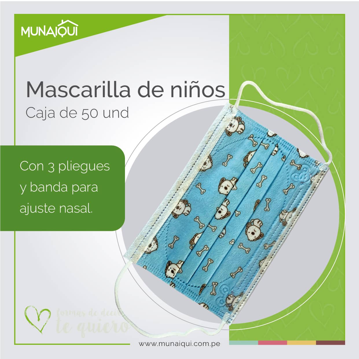 Mascarilla para niños color azul (50 und)