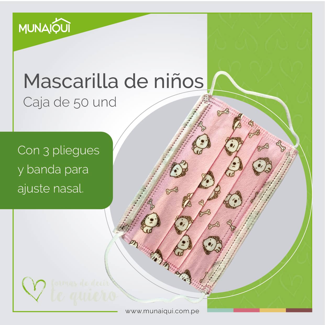 Mascarilla para niños color rosa (50 und)