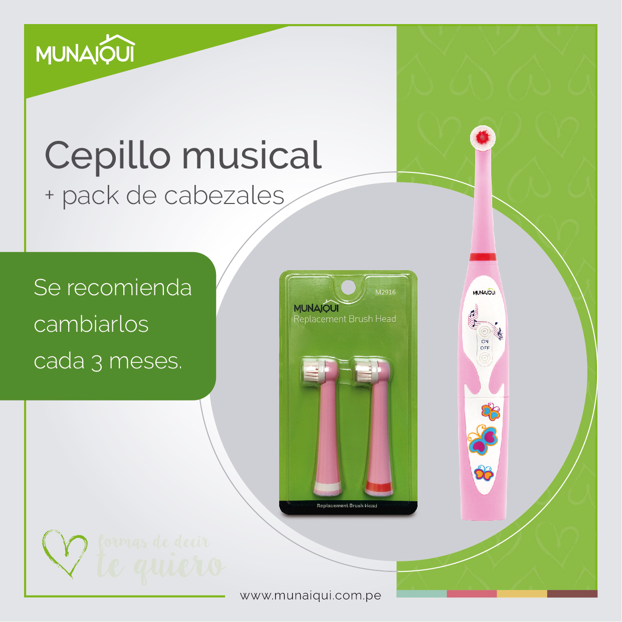 PACK CEPILLO MUSICAL ROSADO + PACK DE CABEZAL ROSADO