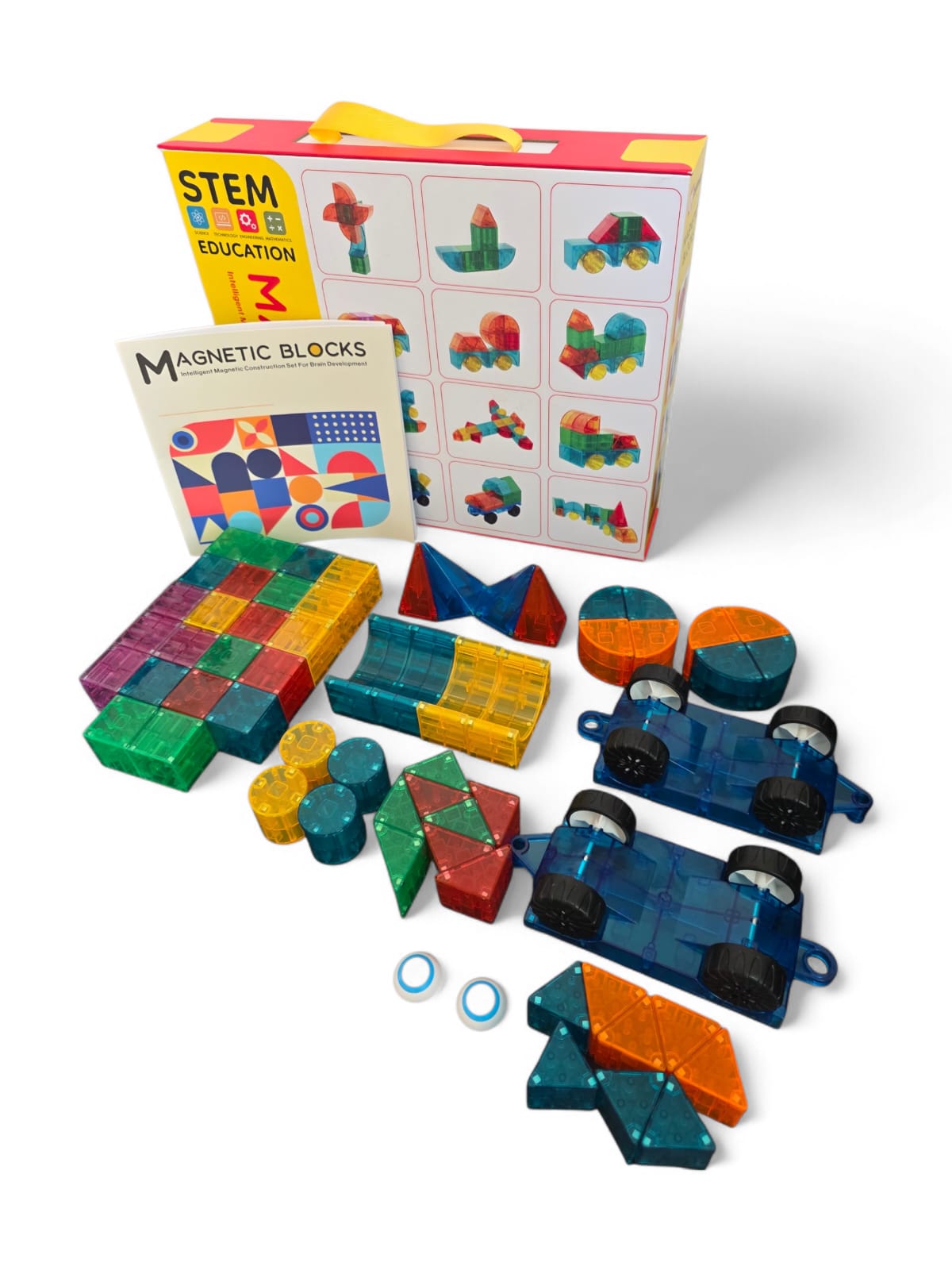 BLOQUES MAGNETICOS 3D EN CAJA AMARILLA X62 PCS