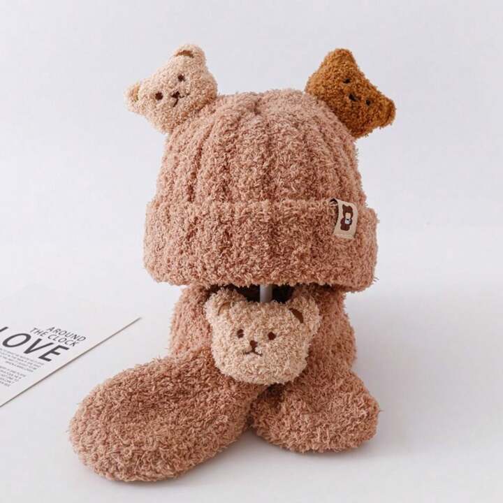 GORRO Y CHALINA OSITO MARRON