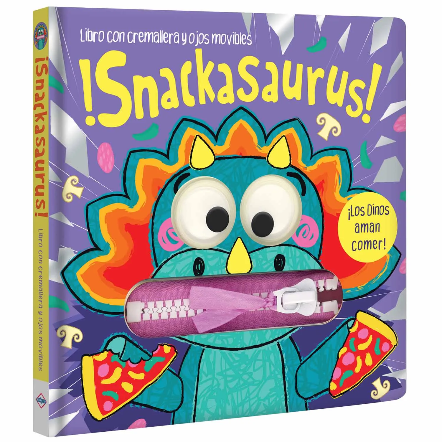 LIBRO C CREMALLERA Y OJOS MOVIBLES ¡SNACKASAURUS!