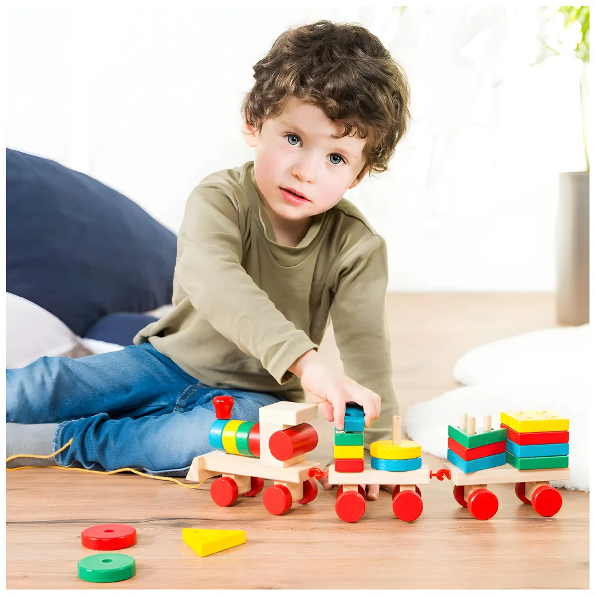 TREN DE MADERA DE ENCAJE MEDIANO