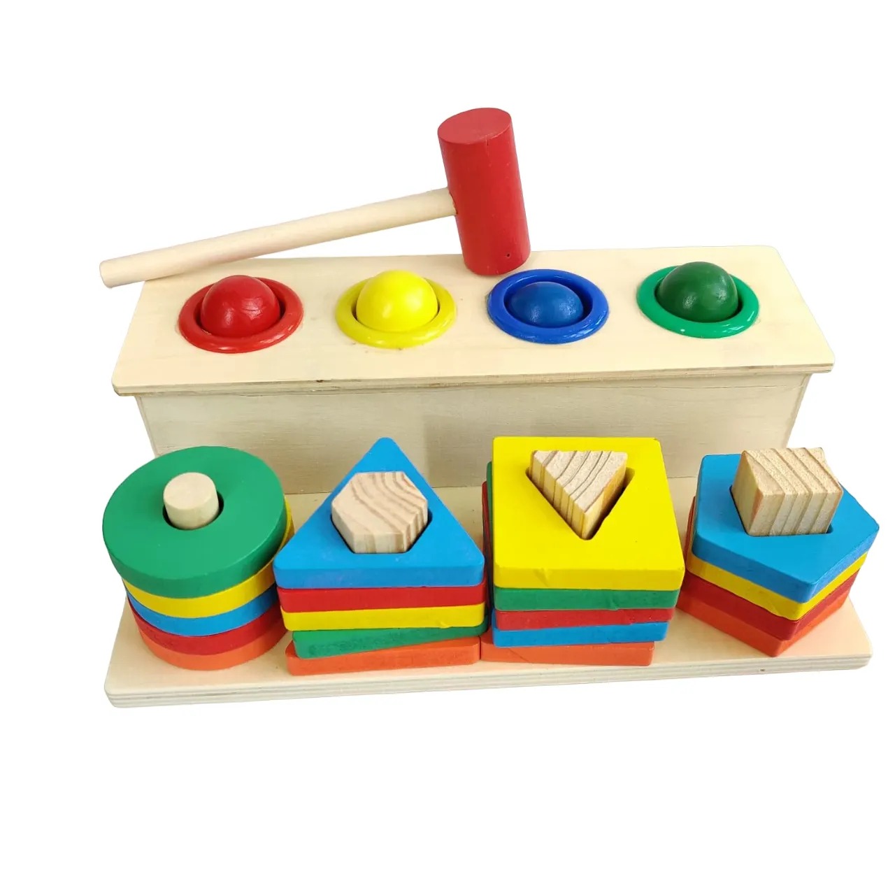 ENCAJE X4 DE MADERA C PELOTAS Y MARTILLO