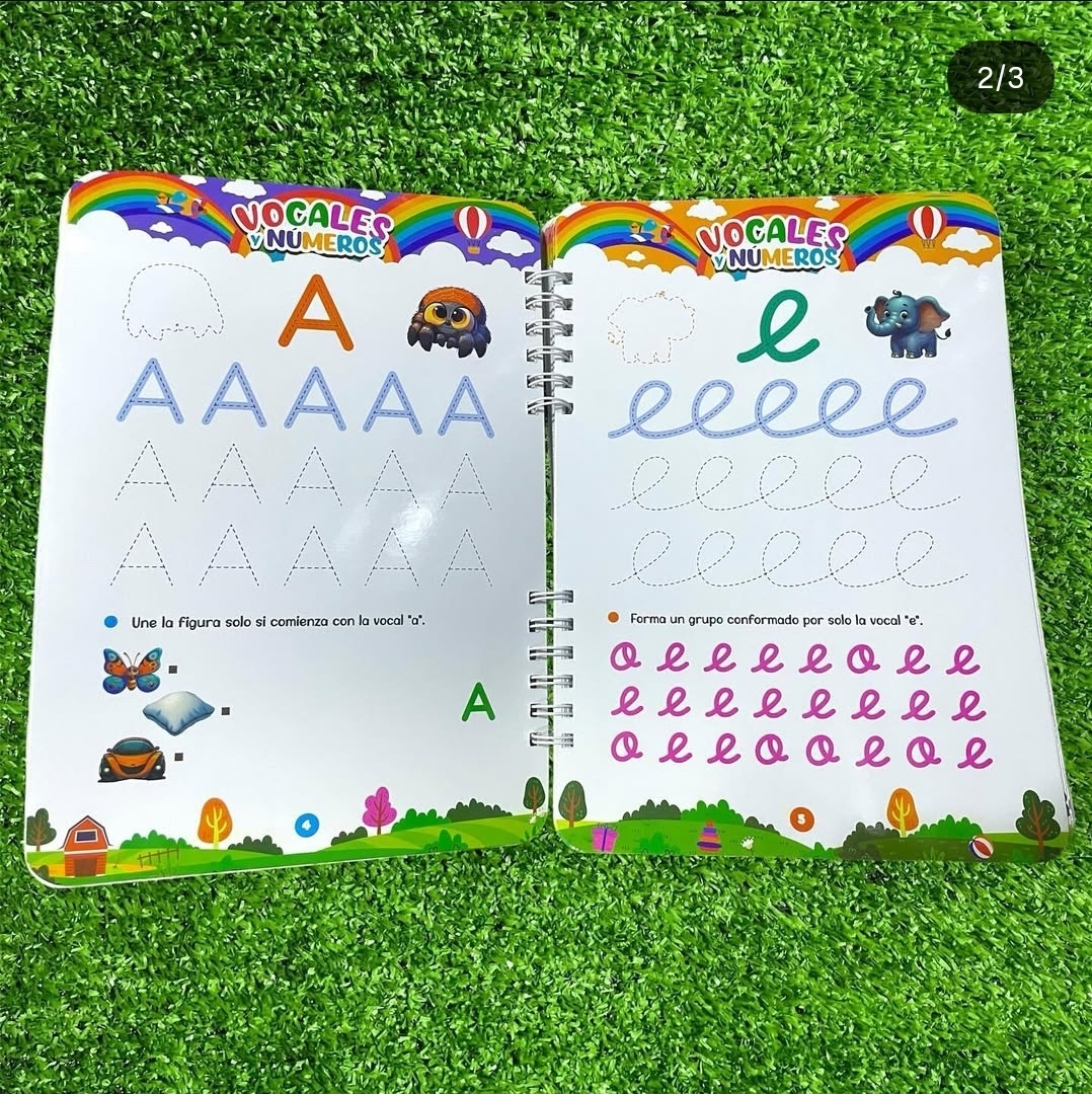 LIBRO PIZARRA MAGICA TRAZOS MAGICOS VOCALES Y NÚMEROS