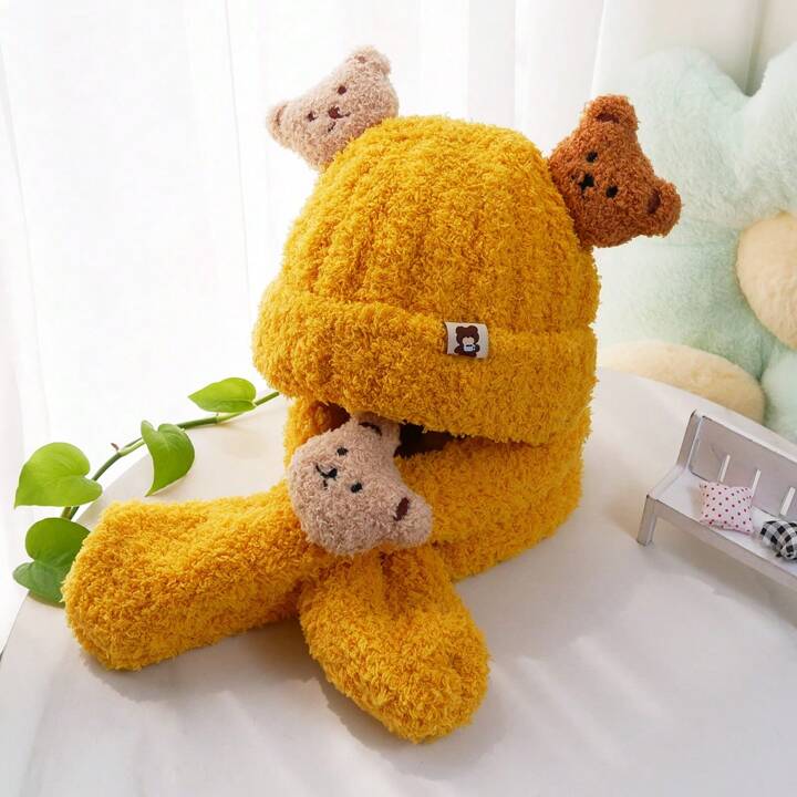 GORRO Y CHALINA OSITO MOSTAZA