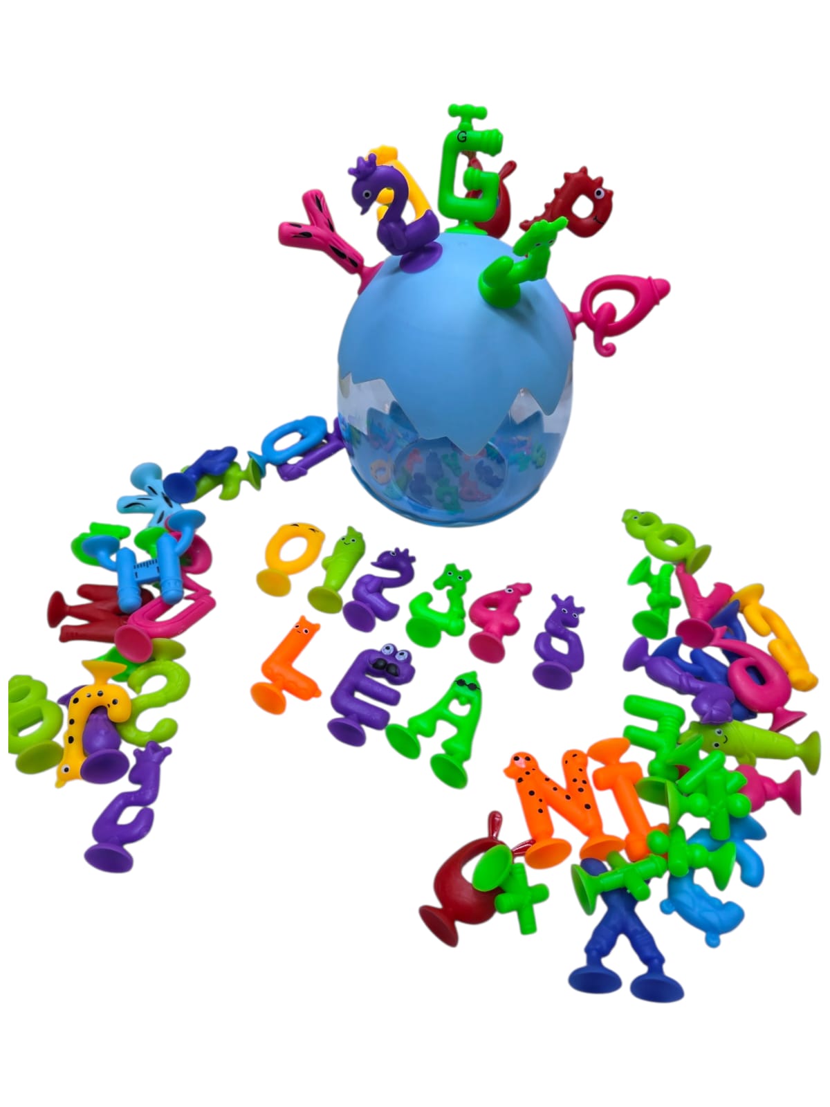 HUEVO CON LETRAS Y NUMEROS DE JEBE