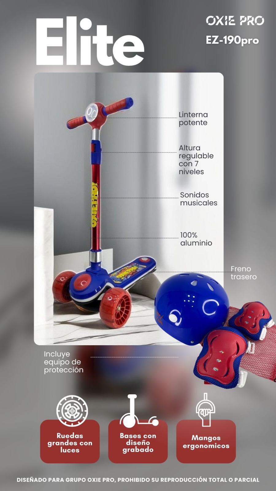 SCOOTER ELITE HIDRAULICO- SET MUSICAL CON LUCES 