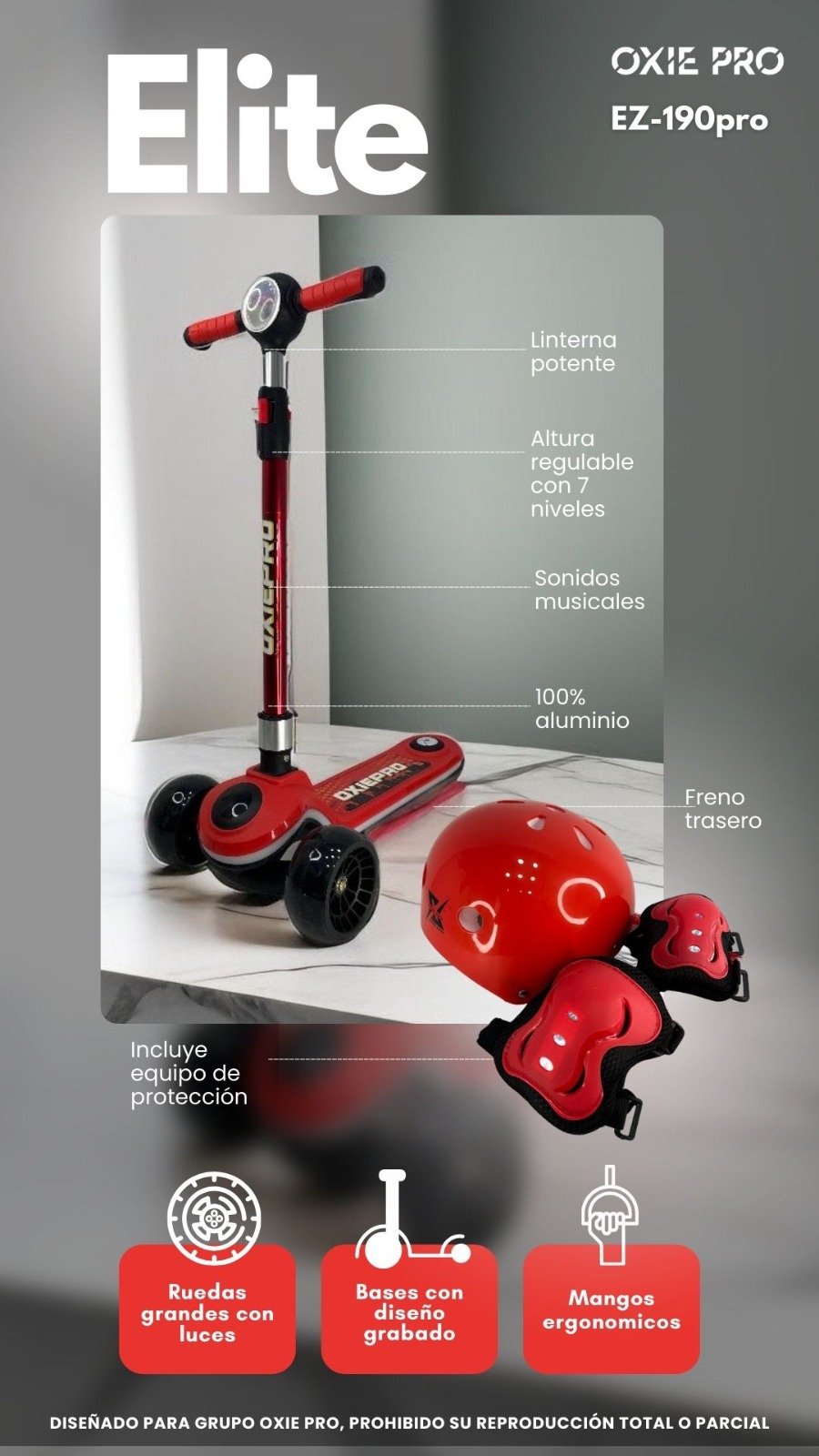 SCOOTER ELITE HIDRAULICO SET MUSICAL CON LUCES 