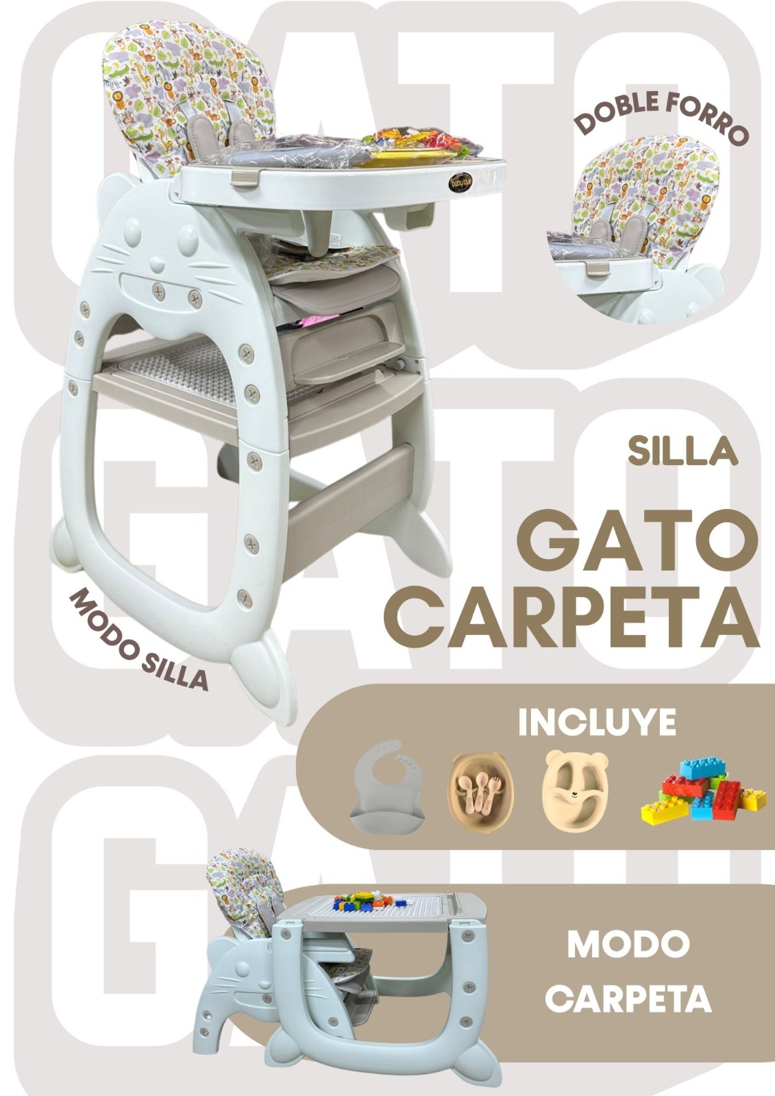 SILLA CONVERTIBLE GATITO- BABY HOME/ AGOTADO