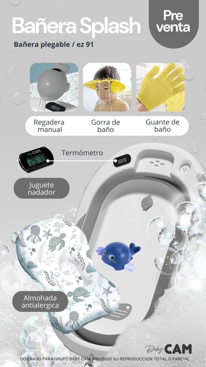 TINA PLEGABLE DE BAÑO SPLASH-BABY CAM 2025