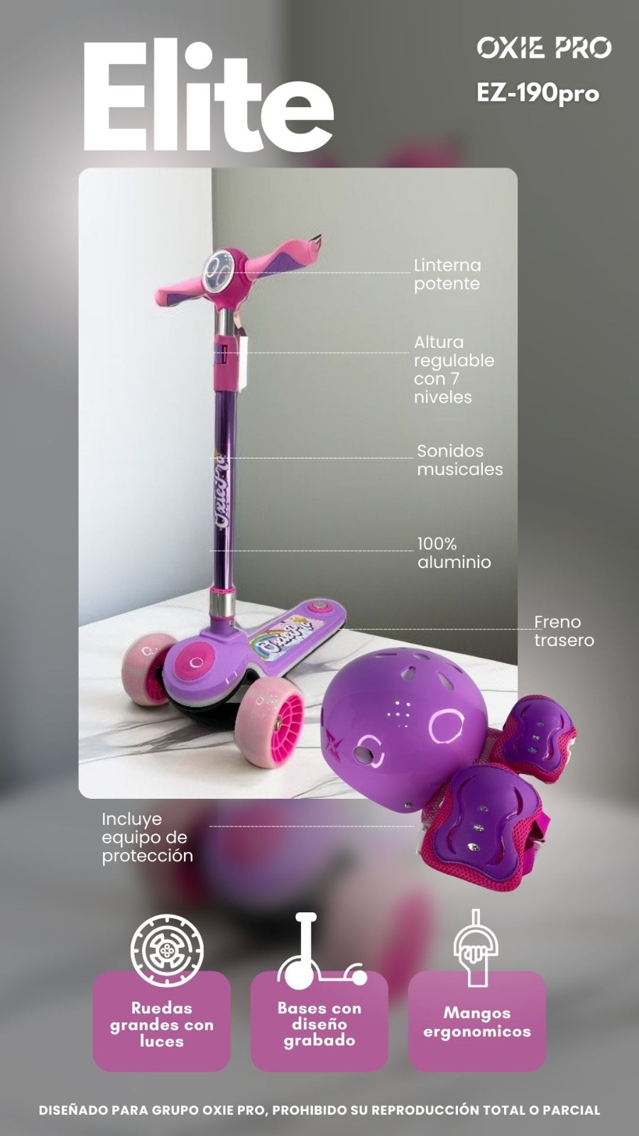 SCOOTER ELITE HIDRAULICO SET MUSICAL CON LUCES 