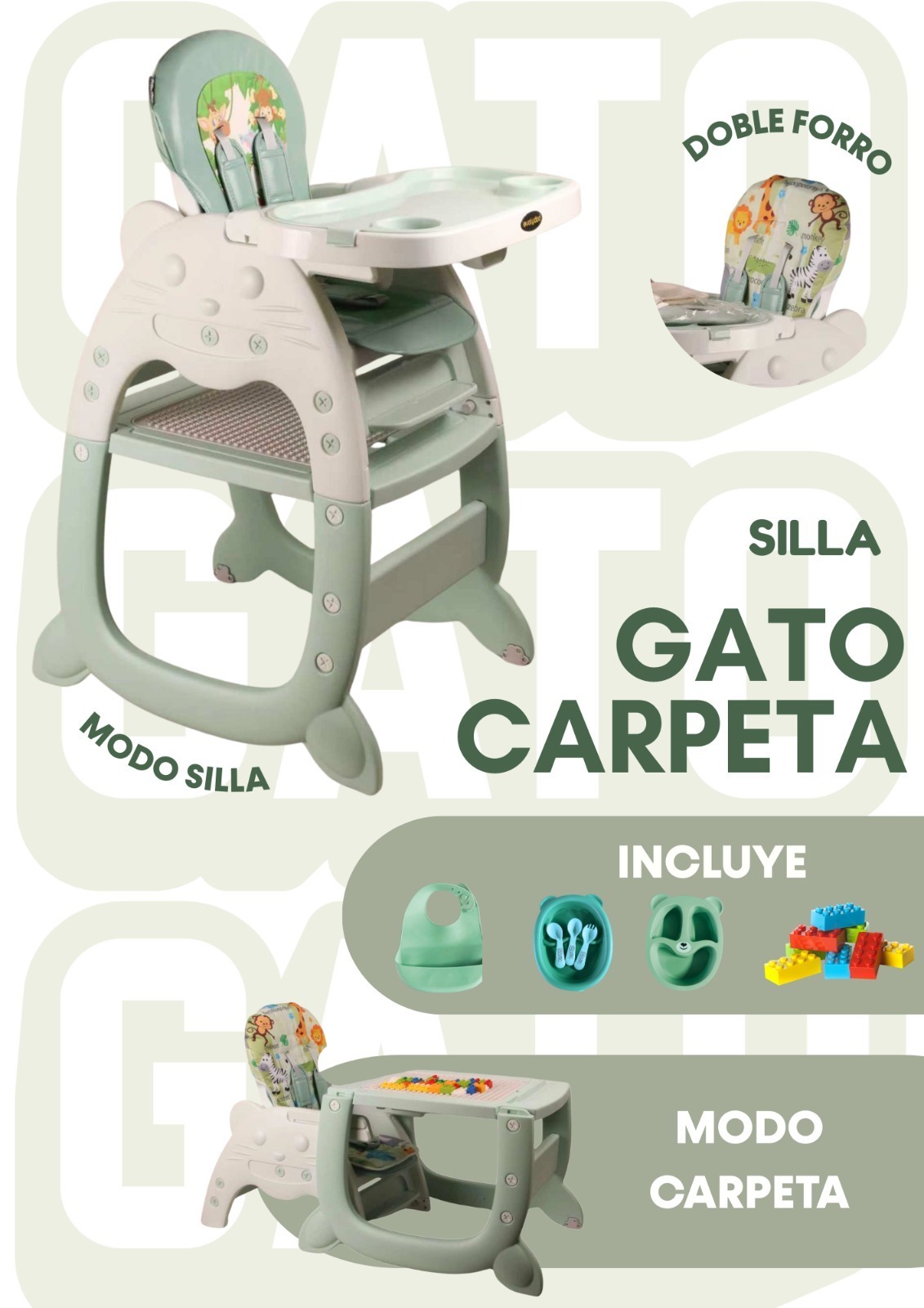 SILLA CONVERTIBLE GATITO- BABY HOME/ AGOTADO