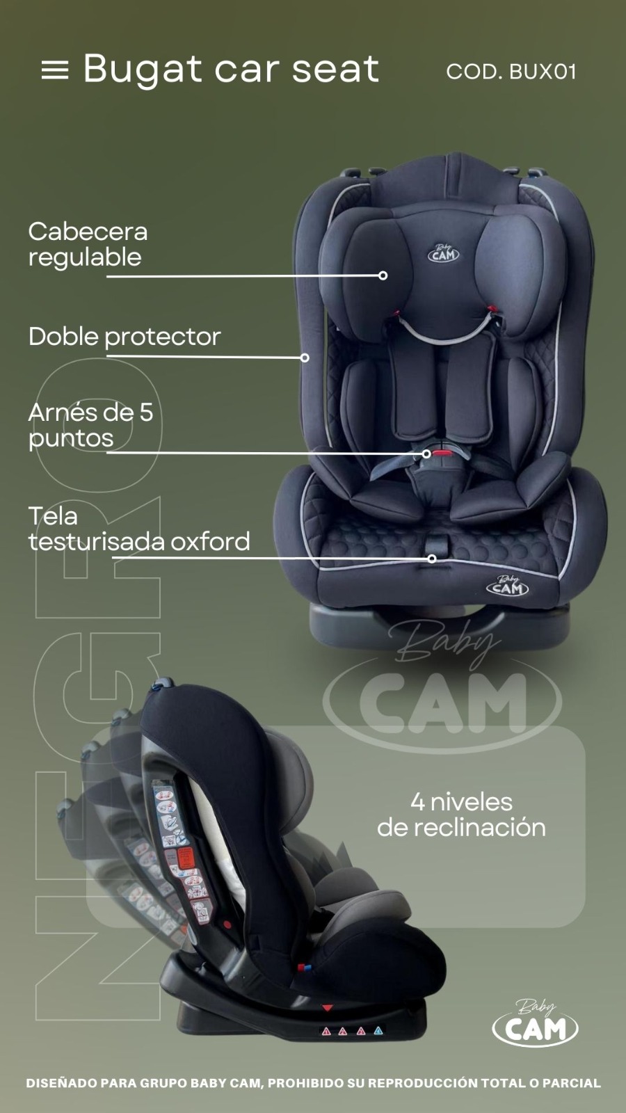 SILLA DE AUTO PARA BEBES Y NIÑOS BABY CAM