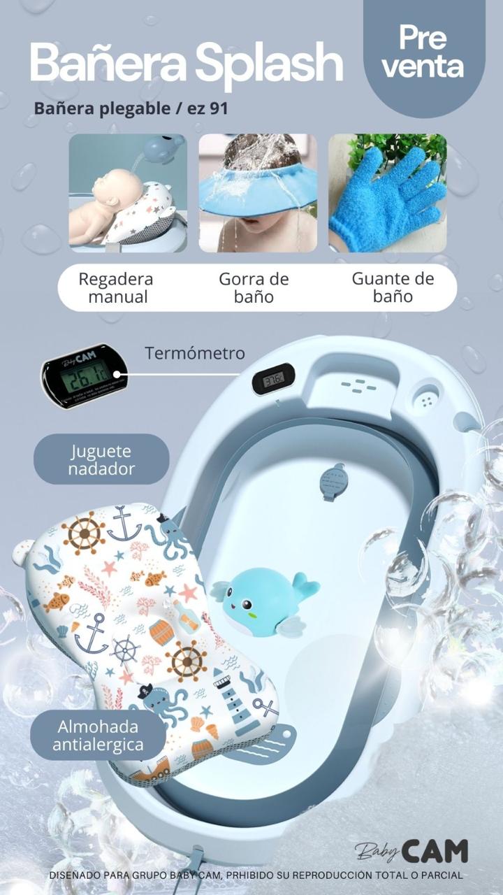 TINA PLEGABLE DE BAÑO SPLASH-BABY CAM 2025