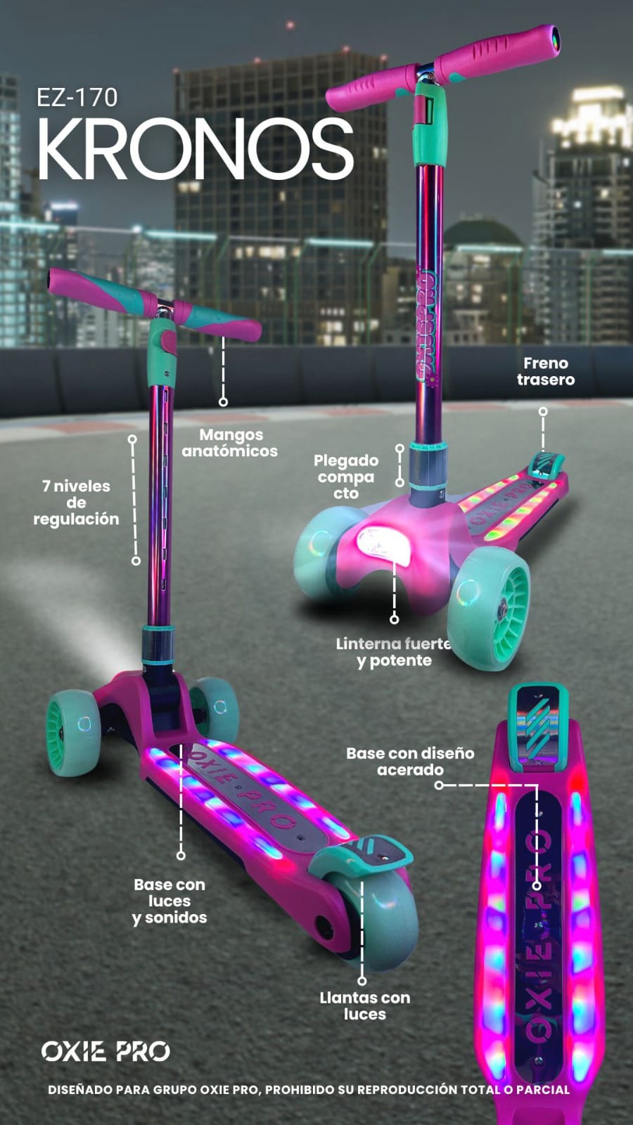 SCOOTER KRONOS HIDRAULICO MUSICAL CON LUCES 