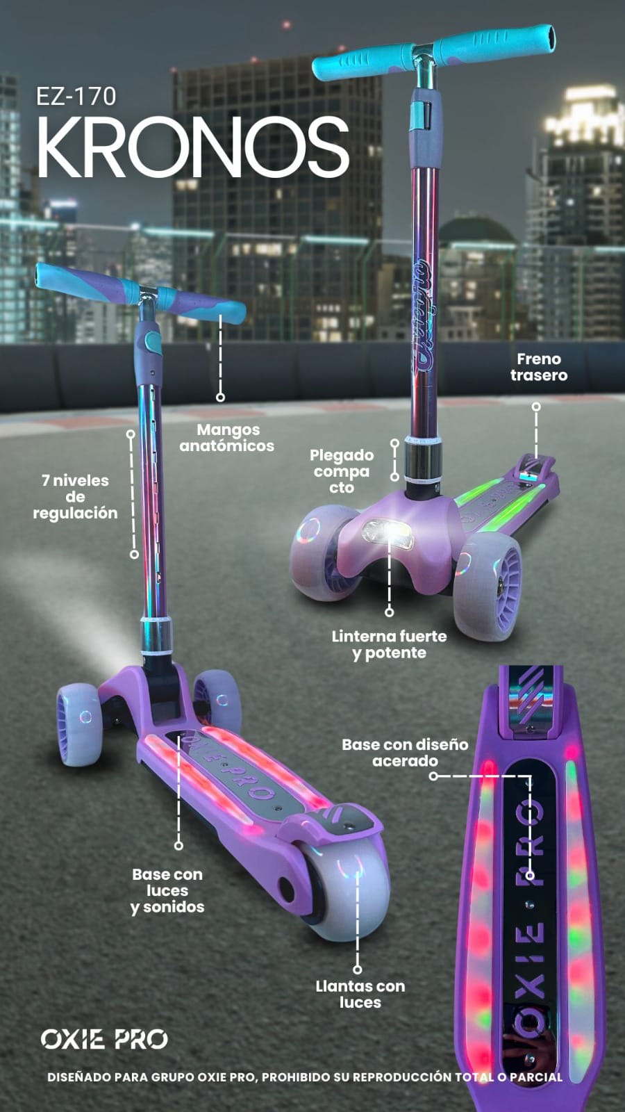 SCOOTER KRONOS HIDRAULICO MUSICAL CON LUCES 