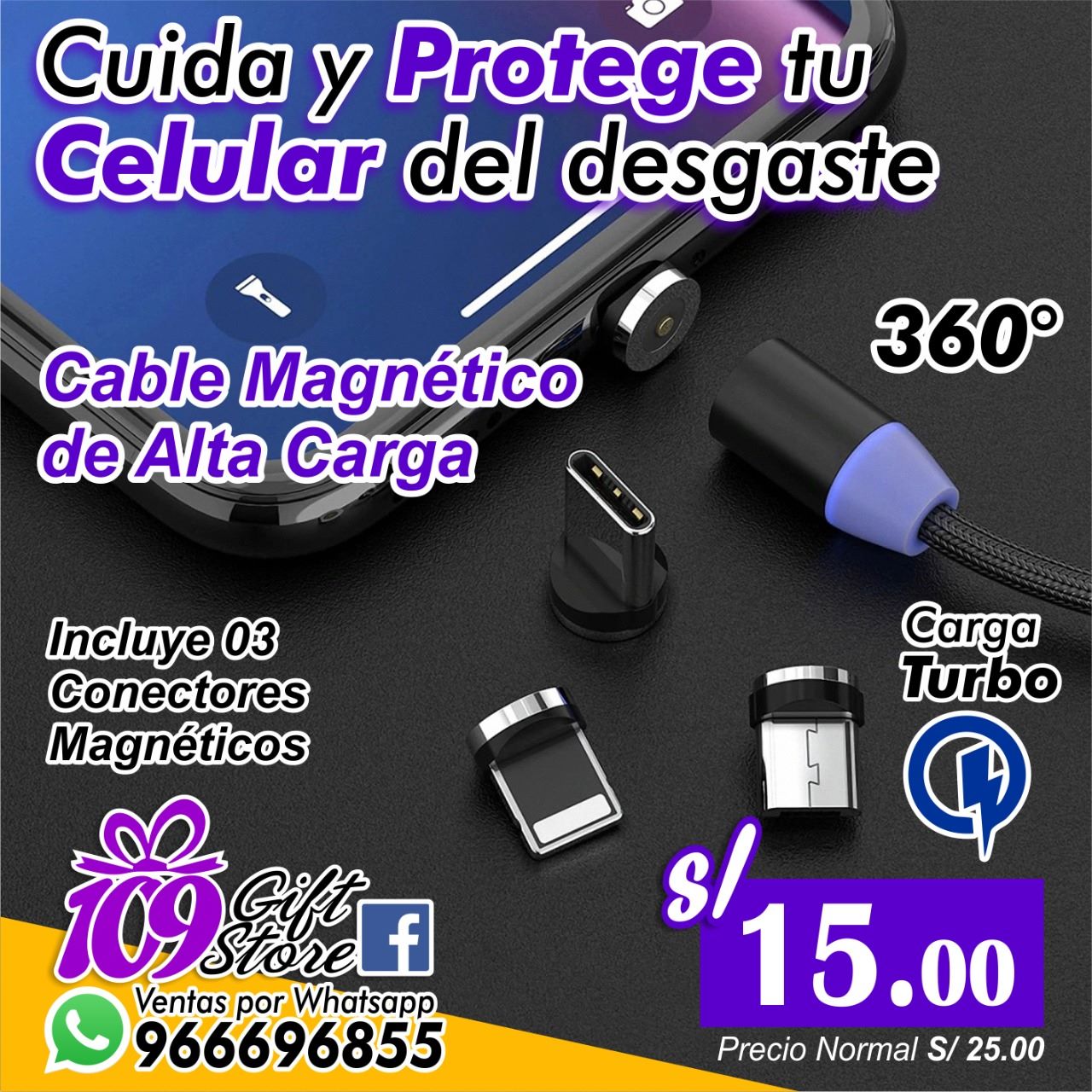 Cable Magnético 3 en 1