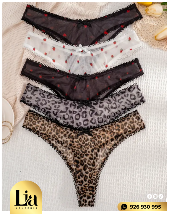 SET x3 - Calzones Semi Hilo tranparencia - Color RANDOM