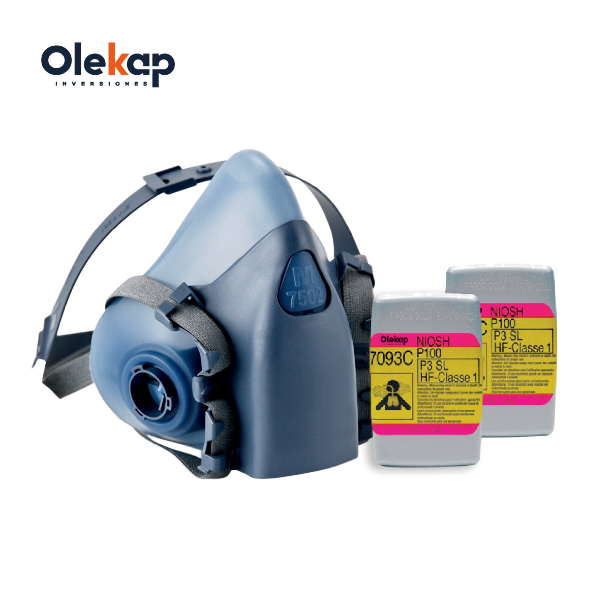 Respirador Siliconado AP7502 + Par de Filtros de Alta Eficiencia AP7093C
