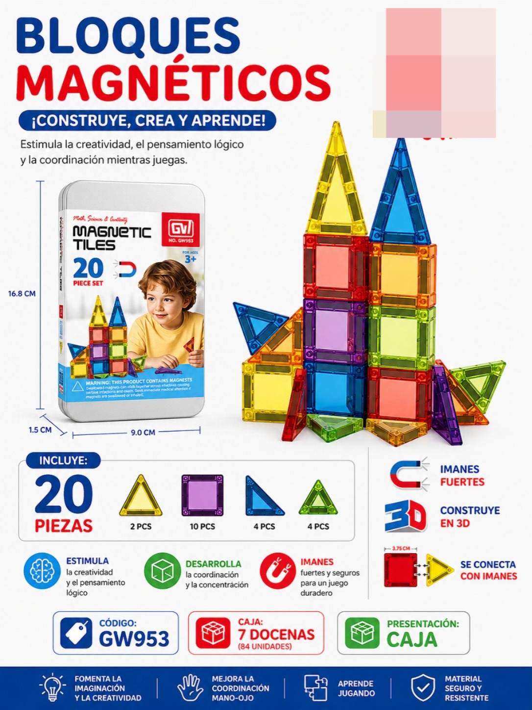 BLOQUES MAGNETICO 20 PCS