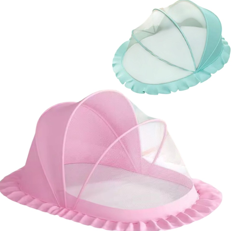 MOSQUITERO GRANDE ROSA Y CELESTE  SIN BASE 